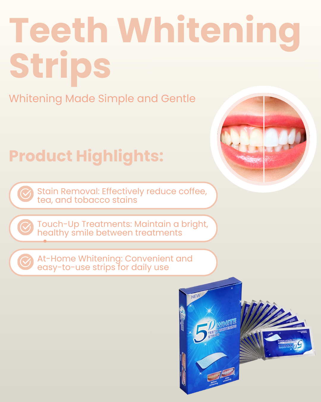 Teeth Whitening Strips (14 pairs, 28 strips)